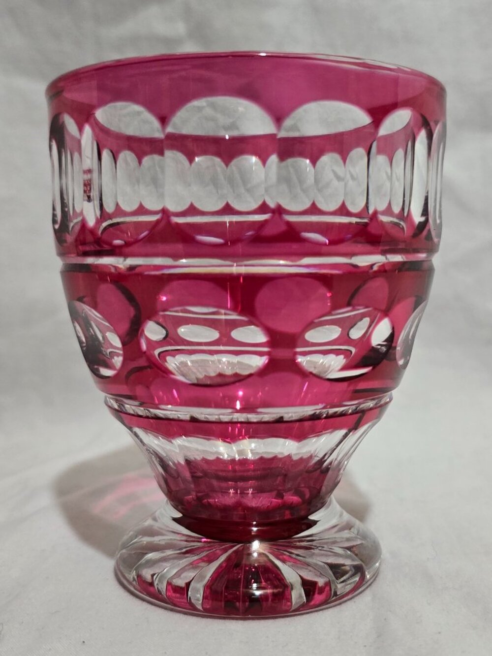 Vtg 1950-62 VAL ST LAMBERT Blarney Ruby 8OZ Footed Tumbler - 3 3/8" x 4 1/8"